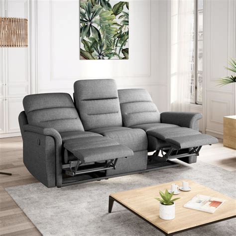 Canap Relax Places Tissu Gris Clair Oscar Linea Deco Confortable