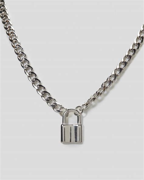 Shop Republik Padlock Necklace In Silver Fast Shipping And Easy Returns