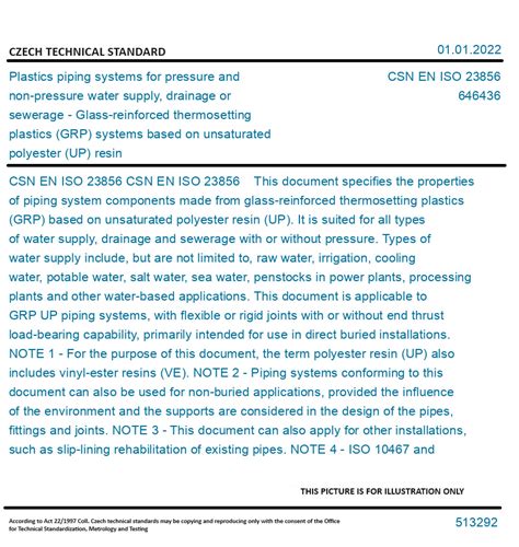 CSN EN ISO 23856 Plastics Piping Systems For Pressure And Non