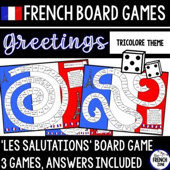 French Board Game Greetings Jeu De Societe Les Salutations Tricolore Theme