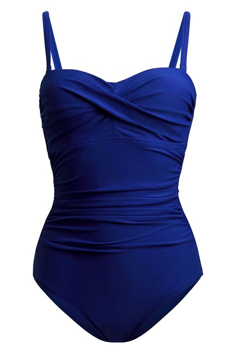 Buy Linzi Cobalt Blue Capri Bandeau Soft Cupped Tummy Control Swimsuit