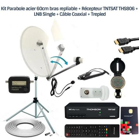 Kit Parabole Acier Cm Bras Repliable R Cepteur Tntsat Ths Lnb