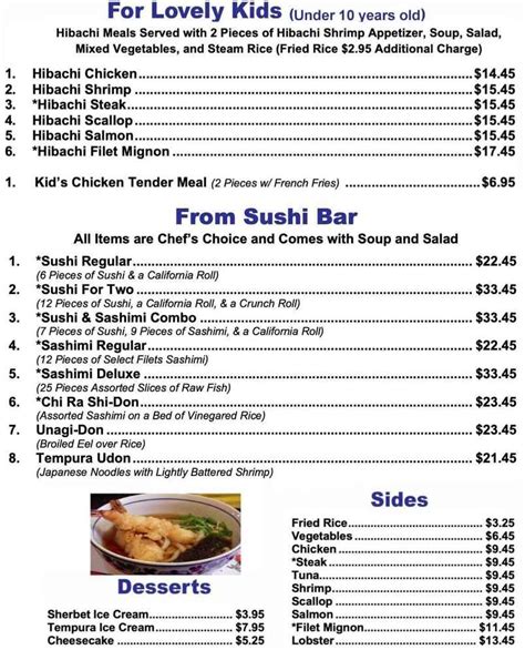 Little Tokyo Menu, Milledgeville, GA