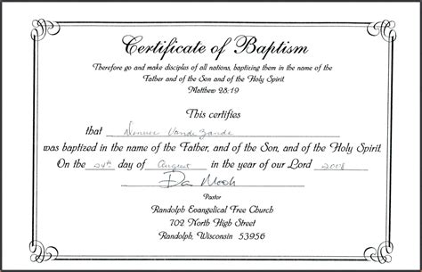 Catholic Baptism Certificate Template - Template 1 : Resume Examples # ...