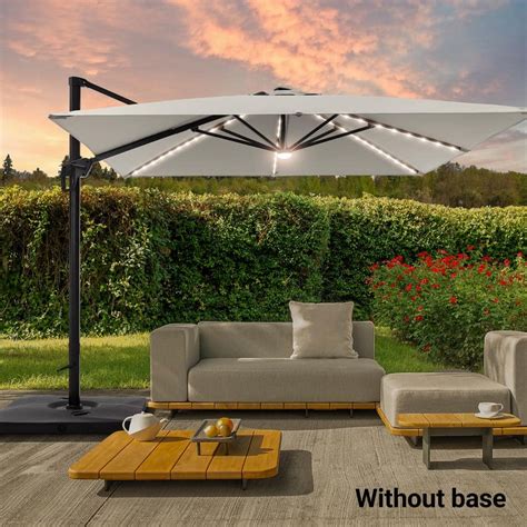 Sonkuki 10 Ft Aluminum Pole Cantilever Solar Led Patio Umbrella 360° Rotation And Infinite