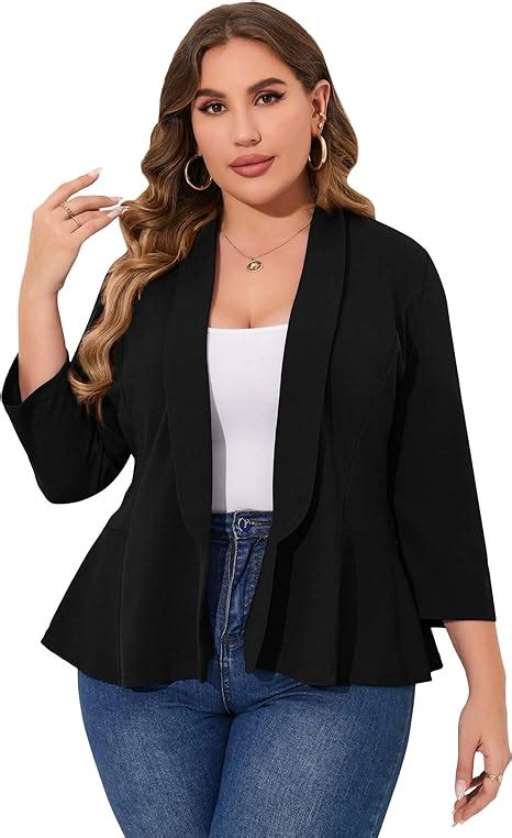 KOJOOIN Women Plus Size Casual Blazer Open Front WF Shopping