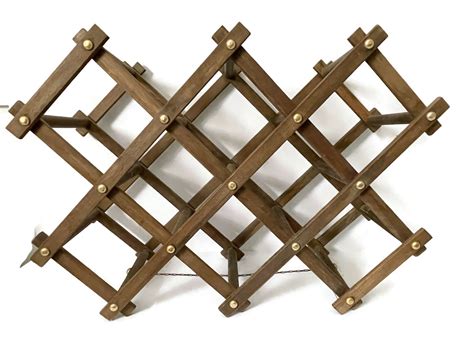 Retro 10 Bottle Wood Wine Rack Vintage Wooden Folding Expanding Wine Bottle Holder Etsy