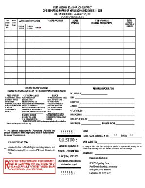 Fillable Online Boa Wv West Virginia Board Of Accountancy Cpe Boa Wv