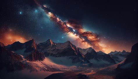 Premium Ai Image Milky Way Over The Mountains Ai Generated