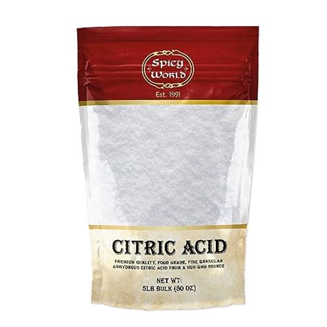 Spicy World Citric Acid 5 LB Bag 100 Pure Food Grade Non GMO