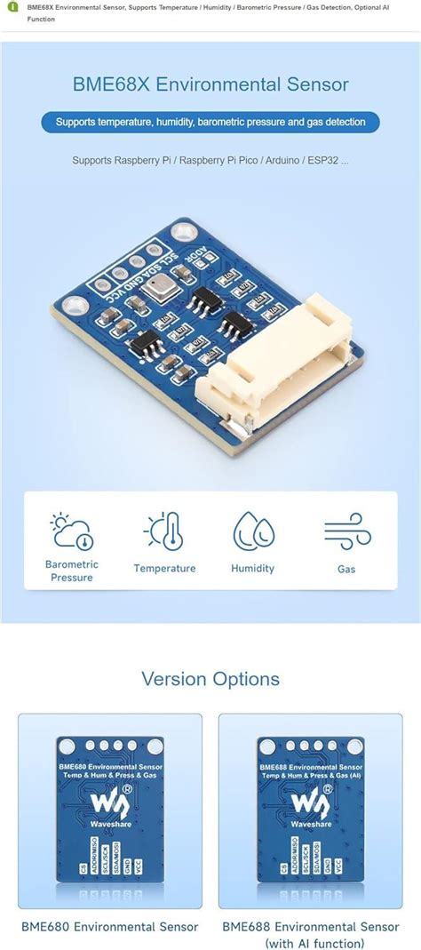 BME688 Sensor I2C BME688 Environmental Module For Raspberry Pi 4B 4B