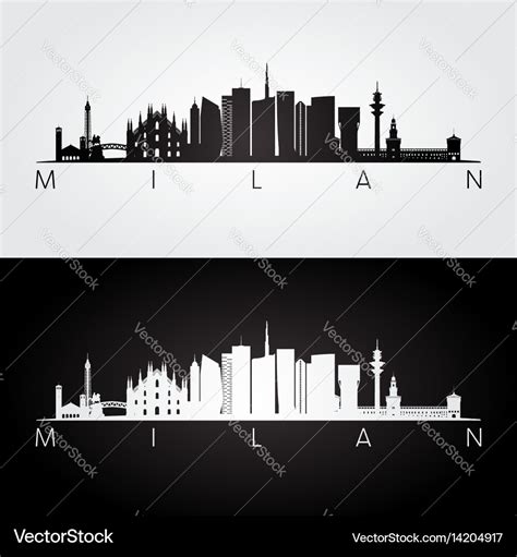 Milan Skyline And Landmarks Silhouette Royalty Free Vector