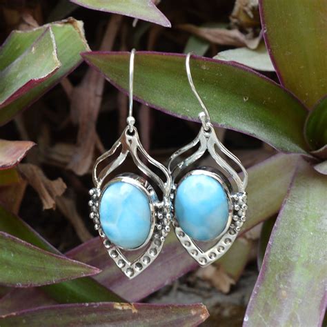 Natürliche Larimar Ohrringe 925 Sterling Silber Larimar Etsy de