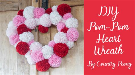 Diy Pom Pom Heart Wreath Clover Needlecraft