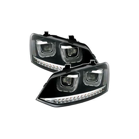 LED Angel Eyes Scheinwerfer Schwarz VW Polo 6R inkl E Prüfzeichen