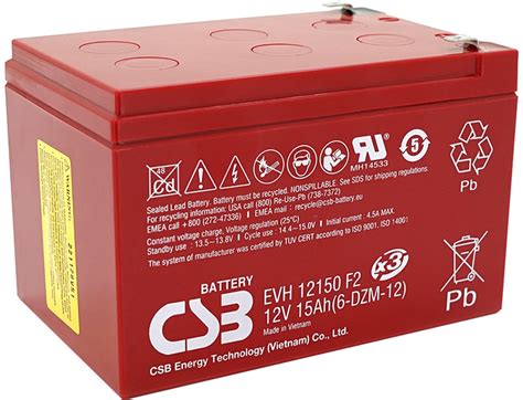 Аккумуляторная батарея CSB EVH12150 12V 15Ah (YT00015) – фото, отзывы ...