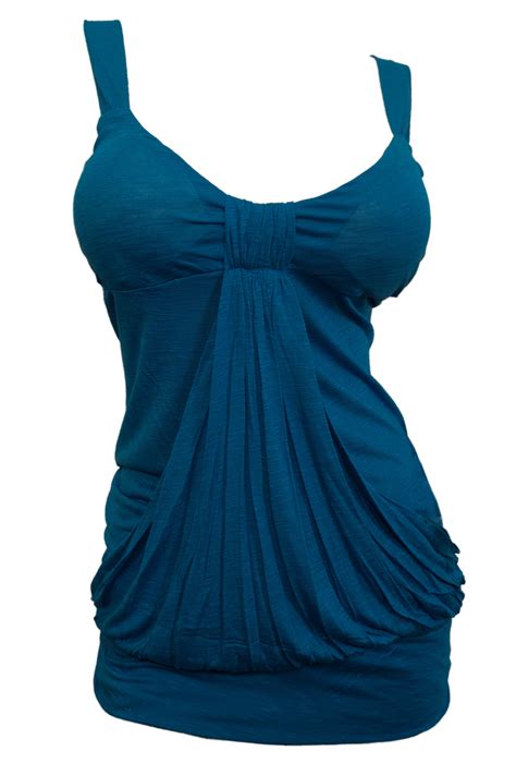 Plus Size Low Cut Draping Top Teal Evogues Apparel