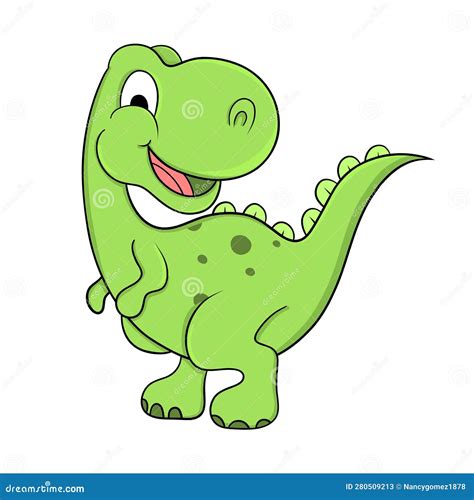 Cute Baby Dinosaur With Happy Face Vector Clipart Stock Vector