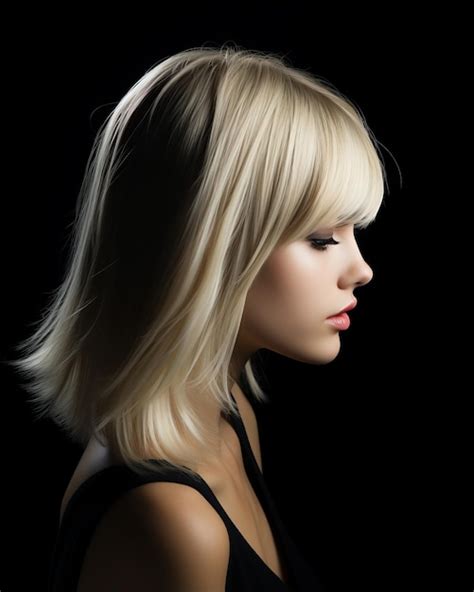 Premium AI Image | a woman with blonde hair in profile on black background