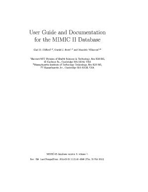 Fillable Online Ora Ox Ac User Guide And Documentation For The Mimic Ii