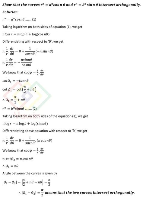 Show That The Curves R N A N Cos N Theta And R N B N Sin N Theta