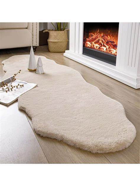 Ashler Faux Rabbit Fur Rug Runner For Christmas Decor Beige Fluffy X