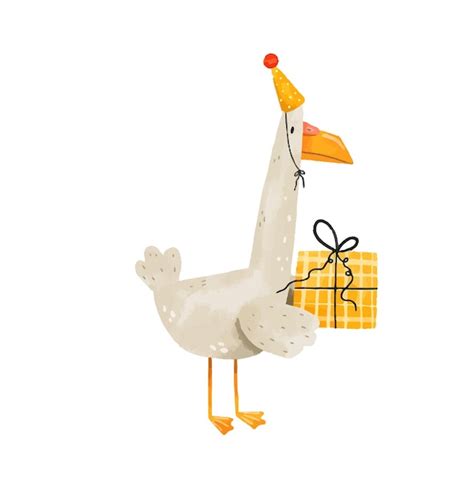 Goose Clipart Vieren Verjaardag Gelukkige Verjaardag Hand Getekend Ca