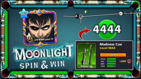 8 Ball Pool 4444 Moonlight Spin Madness Cue Level Max And Free Avatar