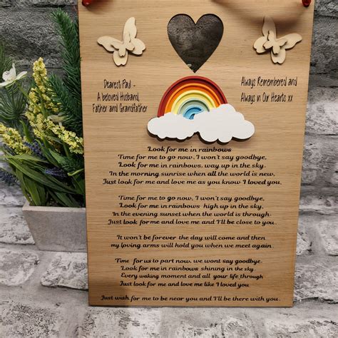 Look For Me In Rainbows In Loving Memory Poem Funeral Poem Etsy Australia