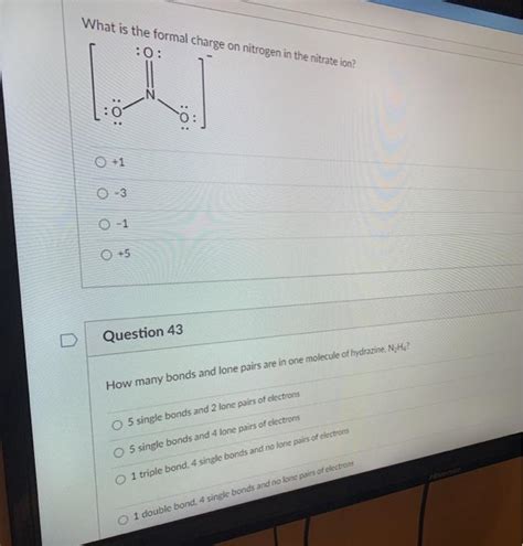 Solved What is the formal charge on nitrogen in the nitrate | Chegg.com