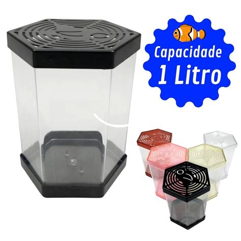 Beteira Pl Stica Sextavado Aqu Rio Para Peixe Betta Litro Shopee Brasil