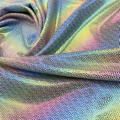 Vibrant Rainbow Hologram Broken Glass Metallic Foil Nylon Lycra Spandex