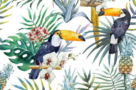 Papier Peint Tropical Toucans D Cor Mural Exotique