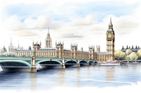 Premium Photo Illustration Of The Big Ben Clock Tower And Houses Of