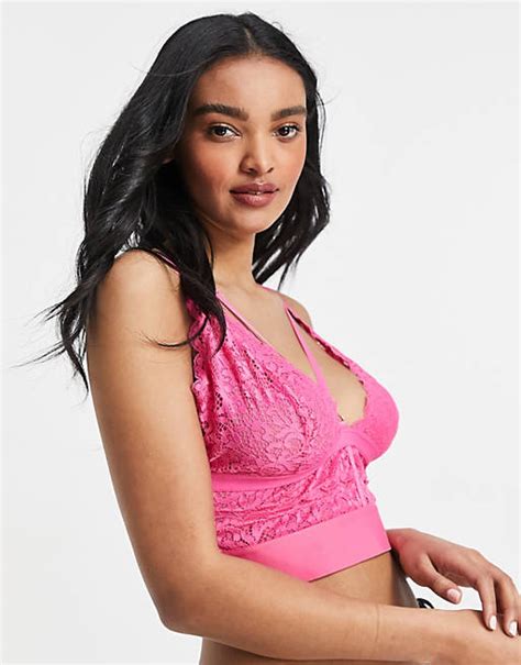 Tutti Rouge Fuller Bust Gia Lace Bralette In Hot Pink Asos