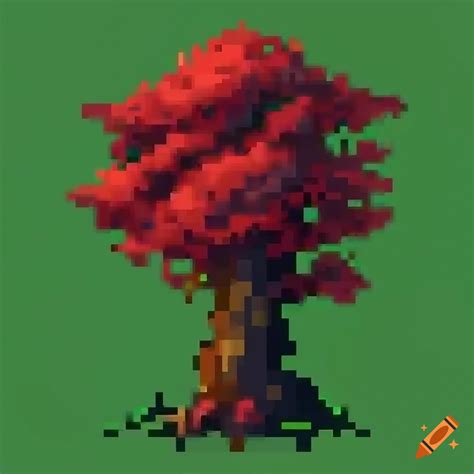 Detailed Red Fantasy Shrub In Pixel Art Style On Craiyon