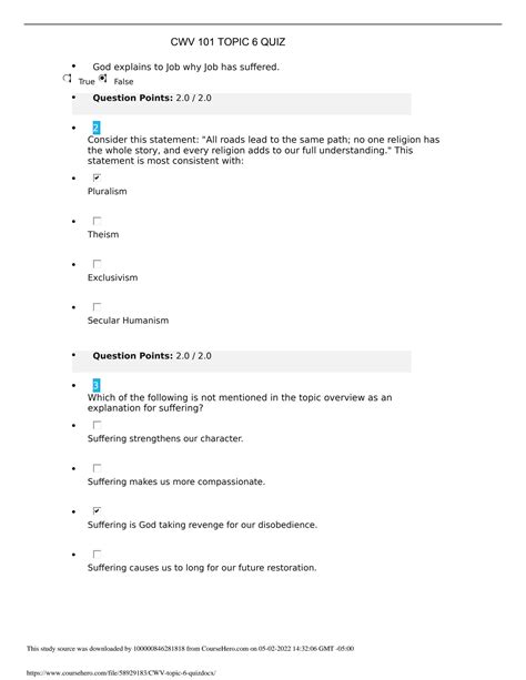 SOLUTION Cwv 101 Topic 6 Quiz Studypool