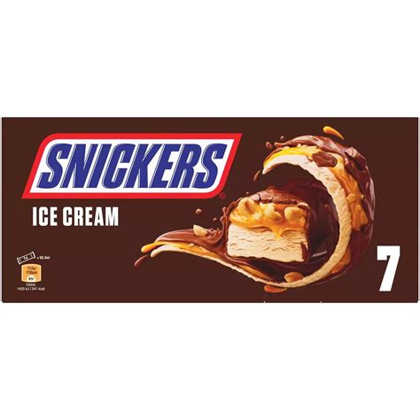 Snickers Barre Glacée Au Chocolat Caramel Et Cacahuètes 7 Pièces 319g