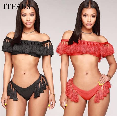 Itfabs Tassels New Women Bikini Set Sexy Swimwear Summer Beach Bathing