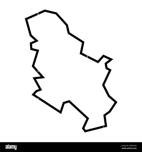 Serbia Country Thick Black Outline Silhouette Simplified Map Vector