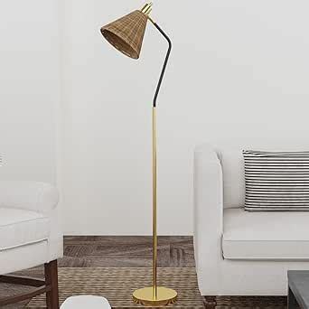 Maxax Arc Rattan Floor Lamp For Living Room Tall Standing Lamp