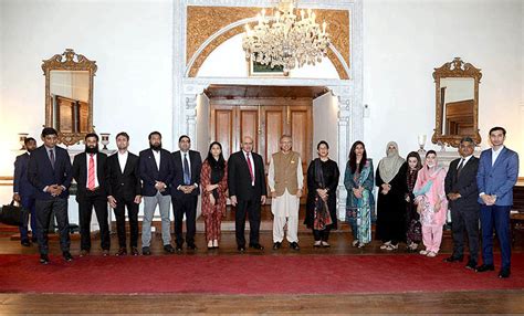 President Dr Arif Alvi In A Group Photograph With Delegation Of Phd