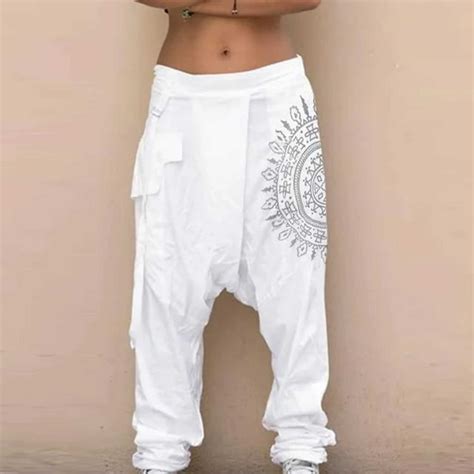 Frxsww Harem Pants For Men Print Elastic Men Wide Fashion Pants Pockets Leg Plus Waist Size