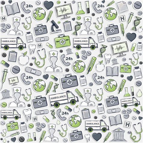 Seamless Pattern With Medical Icons On White Background Stock Vector