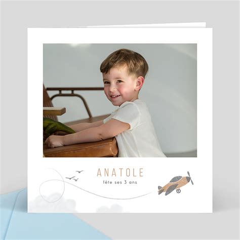 Invitation Anniversaire Enfant Petit Aviateur Popcarte