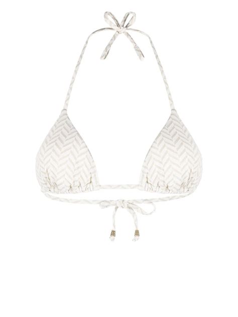 TWINSET Herringbone Pattern Bikini Top White FARFETCH CA