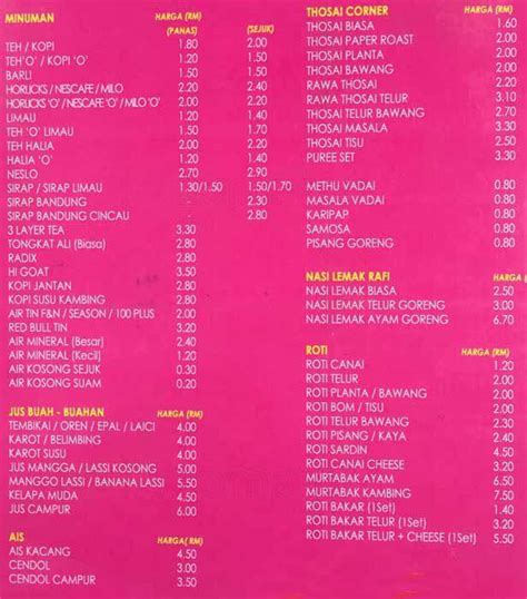 Nasi Kandar Rafi Menu Menu For Nasi Kandar Rafi Bukit Bintang Kuala