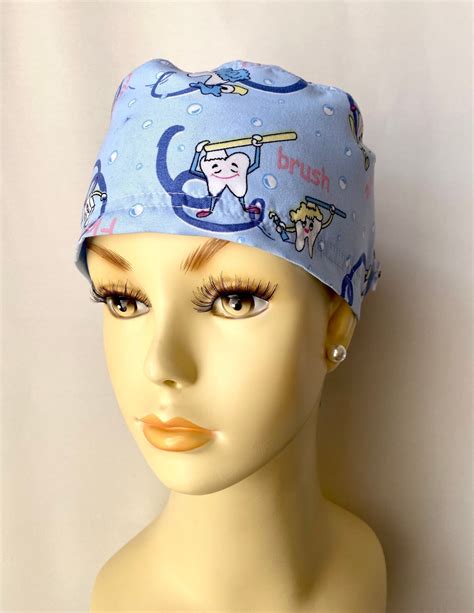 Baby Blue Dental Scrub Cap With Buttons Surgical Cap Scrub Etsy