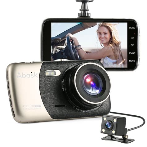 Dash Cam Abask 4 IPS FHD 1080p 170 120 Degree Wide Angle Dual Lens