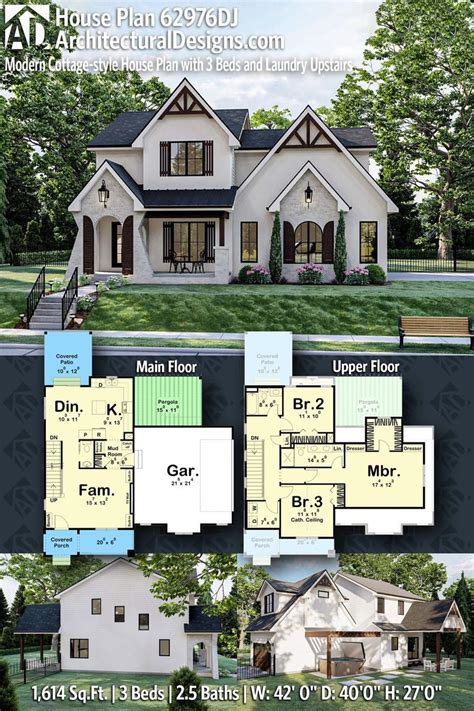 Plan 62976dj Modern Cottage Style House Plan With 3 Beds And Laundry